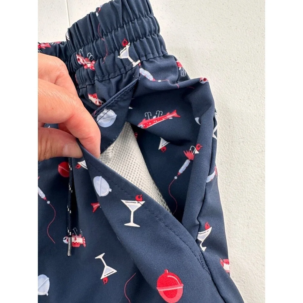 Columbia PFG‎ Mens Fishing Swim Shorts S Navy Fishing Print martini Bathing